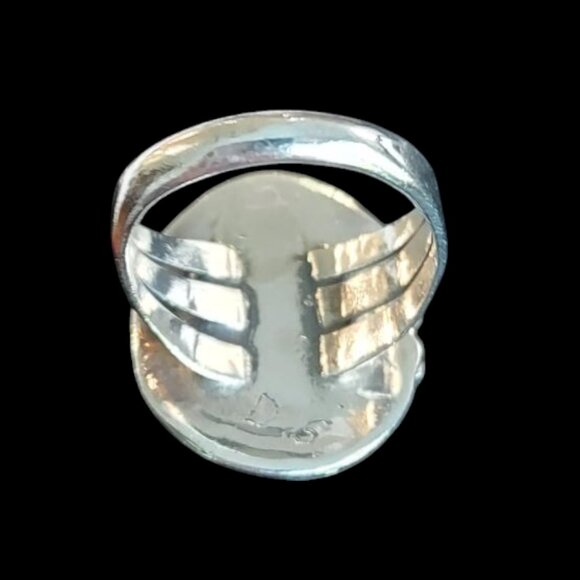 Vintage Navajo Sterling Silver Rope Tear-Drop Turquoise Ring Sz 7 App - Picture 9 of 11